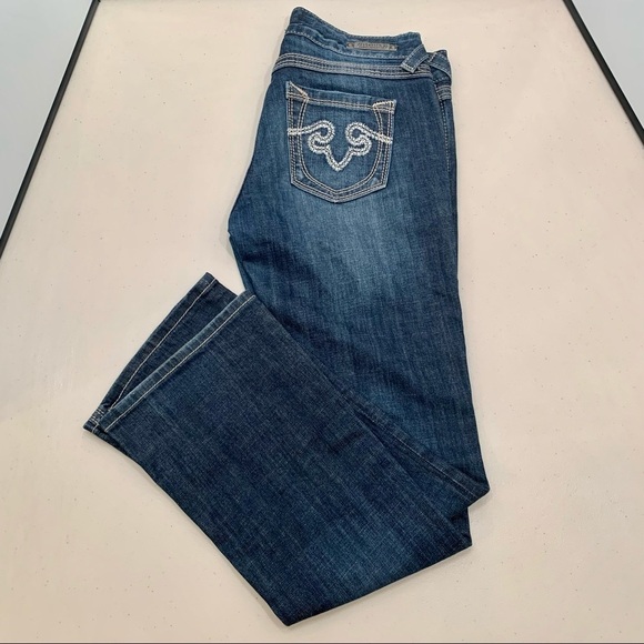 ReRock For Express Jeans Barely Boot Los Angeles Women’s Size 6S Dark Wash - Picture 1 of 10